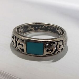 Marsala Sterling Silver Turquoise Enamel Ring (6.5)